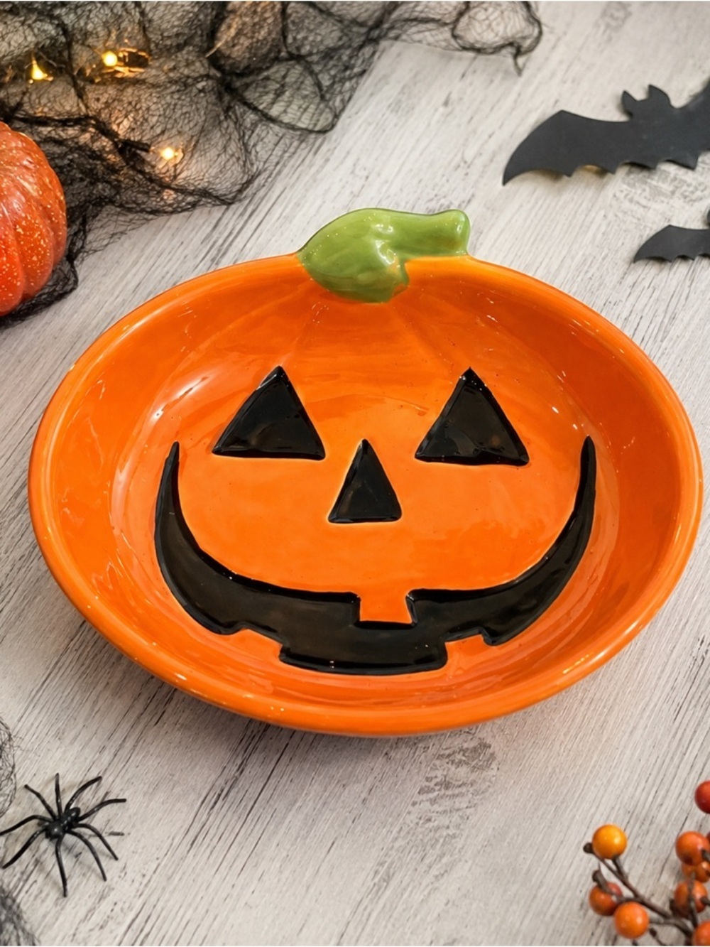 Vintage Style Jack-O’-Lantern Candy Dish | Halloween Pumpkin Bowl